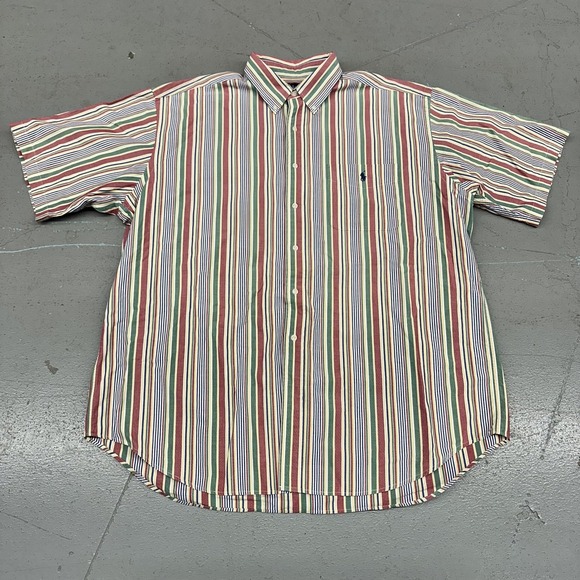 Ralph Lauren Shirt Mens XL Multicolor Stripe Blaire Short Sleeve Button Up - Picture 5 of 8
